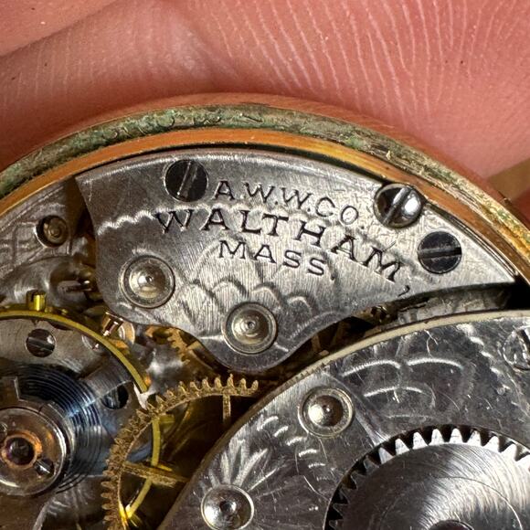 Antique Early American Waltham patent May 11, 1915 Gold Automatic Pocket Watch - Picture 8 of 12